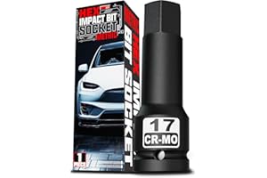 KIRXST Juego de Llaves de Impacto Hexagonales de 1/2", Allen de Impacto de H17 (17 mm), para Carpintería, Reparaciones Mecánicas y de Automoción