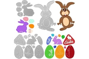 BLUELVES Fustelle di Pasqua, Metalliche Cutting Dies, 3 Pezzi Fustella in Metallo, Goffratura Modello per Decorazione Album Foto DIY Scrapbooking Carta - Uova e Coniglio Pasquale