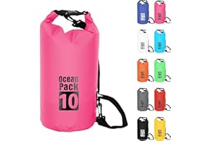 POPOYU Dry Bag 10L,Boat Dry Bags Rose Red Waterproof Bag Dry Sack Roll Top Long Adjustable Shoulder Strap 2L/5L/10L/20L/30L/40L for Drifting Boating Kayaking Fishing Rafting Swimming Camping Canoeing Surfing