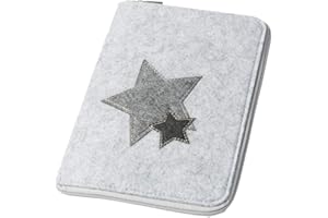 LUXDAG Mom's Organizer - Estrellas con cremallera para cartilla de embarazo y cuaderno (en inglés) Funda de fieltro en A5 como funda para el carné de embarazo y la madre gris gris claro/gris Talla:Sterne