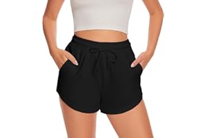 DGSHIRLDJO Femme Short de Sport Short en Coton avec Poches Casual Short pour Jogging Running Fitness