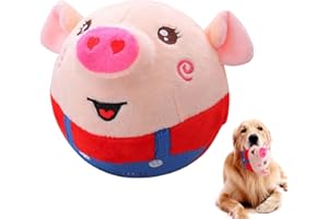 LEVABE Aktives bewegliches Haustier-Plüschspielzeug, Schwein-Plüschspielzeug, sprechendes, singendes, bewegliches weiches Plüschtierspielzeug, Hundetrainingsball, bissfestes Haustierspielzeug