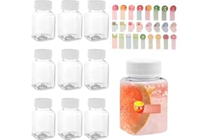 chenqi 9 Pcs 3.5oz/100ml Plastic Juice Bottles with Lids, Reusable Clear Drink Bottles with Label, Leak-Proof Drink Containers for Smoothies Juice Milk Water and Other Beverages