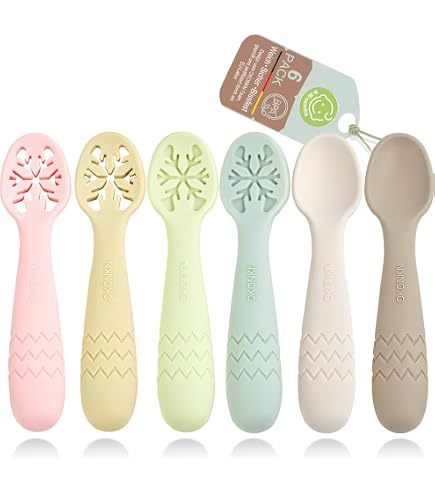 Cucchiai Svezzamento Neonati 4 Pezzi - Silicone Alimentare Morbido Per Dentizione - Foto 5