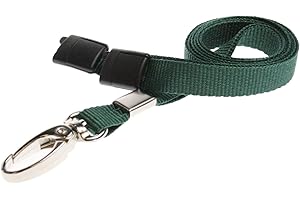 Green Lanyard for Neck to be use with ID Card Holders from PCL Media Ltd ID Badge Holders and ID Plastic Pockets Neck Strap Lanyard Comes with Metal Lobster Clip and Safety Breakaway