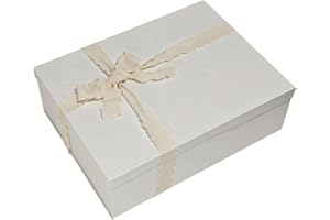 Tekhoho Caja de Regalo Grande Blanco Roto 44x33x14cm, Caja de Regalo Rectangular Premium con Tapa para Presentes, Empaque de Regalo Navidad Boda Cumpleaños Fiesta, Acabado Elegante.