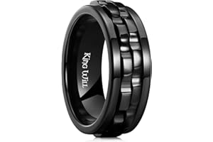 King Will Herren-Spinnerring mit schwarzem Zahnraddesign, Edelstahl, 2 Zahnräder, Fidgetring zur Stressbewältigung, coole Ehegröße