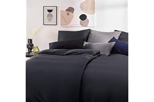 ‎BLUMTAL Blumtal Mako Satin Bettwäsche 135 x 200 & 80x80 cm Kissenbezug Schwarz - Oeko Tex Zertifizierte Satin Bettwäsche aus 100% Baumwolle - Edle Glanzoptik Bettwäsche 135x200 Satin mit Reißverschluss