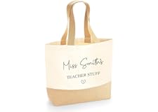 Personalised Teacher Bag with Teachers Name, Custom Teacher Tote Bag, Teacher Gift, Teaching Assistant Present, Teacher Stuff