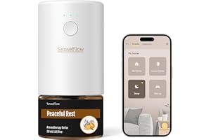 SenseFlow Diffusore di Oli Essenziali Wi-Fi SF101S - Ultrasuoni Senza Acqua Profumatore per Ambienti, 100% Vegetale, Aroma 120 Giorni, LED, Ideale per Casa, Hotel e Studio (Riposo Tranquillo)