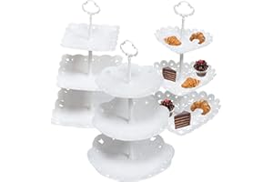 Quanerba Soporte para Tartas de 3 Pisos, 3 Pack Bandeja de Tartas, Plato de Frutos, Cupcake y Torre de Postre, Cupcakes Expositor Tartasde Desmontable