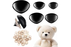 Giantree 25 Stück Sicherheitsnasen für Häkeltiere, 30/24/22/18/15mm Kunststof Sicherheitsnasen für Tiere Schwarze Sicherheitsnasen mit Unterlegscheiben für Marionetten(25 Stück Schwarz)