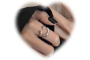 Crymystal Bohemian Style Smile Ring Silver Smile Knuckle Ring Layered Open Finger Retro Stacking Ring Adjustable Jewellery for Women and Girls Gifts, Metal, Artificial Gemstones
