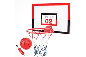 XWIN SPORTSERIES Xwin Kids Wall Mounted Basketball Hoop Set with Over the Door & Wall Mount Hanging Backboard & Mini Basket Ball, Pump, Rim Net, Indoor Bedroom Sports Game Activity Toy Set for Children Ages 3+