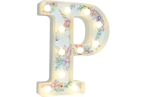 Vimlits Light Up Letters for Girls, Unicorn Gifts for Girls Bedroom LED Letter Lights Warm White Alphabet Sign Birthday Party Decorations Night Light Christmas Valentine Wall Table Decor - P