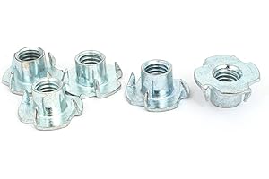 UXCELL Sourcingmap 3/8-inch Thread Dia 12mm Height 4 Prongs Fully Threaded Pronged Tee Nuts 5pcs