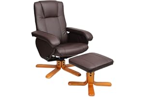 ‎SVITA SVITA Charles Relaxsessel TV Sessel Wohnzimmersessel Drehsessel Hocker Beinablage Fernsehsessel Drehstuhl Lesesessel Braun Indoor