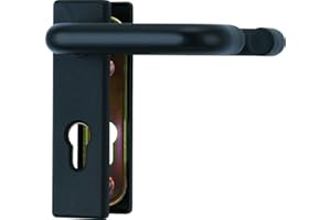 ABUS Beschlag KFG für Feuerschutztüren - mit beidseitigem Drücker - kurzes, kantiges Abdeckschild - 21523 - Schwarz