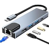 Coverzone Type-c Hub Ethernet Hdmi Usb Aktarım Hızı USB C HUB 5 in 1 USB &Ccedil;oğaltıcı Hub C RJ45+ 4K HDMI uyumlu + 2 USB + 87W P
