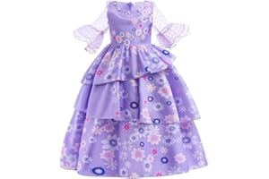 Lito Angels Disfraz de Encanto Vestido de Mirabel con Bolso y Gafas Verdes y Peluca para Niñas, Talla 2-9 años, Manga Corta