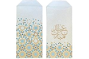 thePartyPopper 10 Pcs Printed Eid Mubarak Eidi Envelopes Eid Mubarak Envelopes with Assorted Designs, Ramadan Eidi Envelope for Cash Money Holder, Eid al-Fitr and Eid al-Adha Gifting Party Supplies