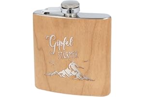 Spruchreif - Flasque en acier inoxydable personnalisable - Idée cadeau pour skieur et snowboarder - Flasque en bois Énergie de sommeil.