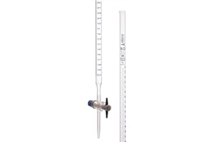 EISCO Borosilicate Glass Burette, with PTFE Stopcock, 50mL Capacity, 0.10mL Graduation Class 'B'