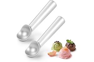 ‎NEPFAIVY Nepfaivy Eisportionierer Eislöffel Portionierer 2 Stück - 18cm Eiskugelportionierer mit Antihaftbeschichtung, Leicht zu Reinigen, Robuster Eiskugelformer für Hart-Eis, Gelato, Keksteig, Sorbet, Silber