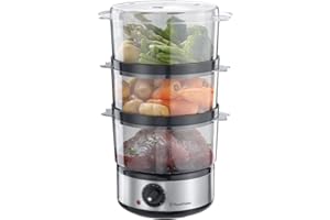 Russell Hobbs 3 Tier Electric Food Steamer, 7L, Stackable Baskets for Easy Storage, Dishwasher Safe BPA Free Baskets, Rice Bowl inc, 60 min Timer, Healthy Eating, Energy Saving, 400W, 14453