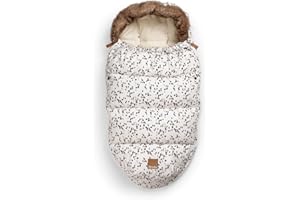 Elodie Details Saco para Silla de Paseo Universal de Invierno, Saco de Dormir para Carrito de Bebé con Forro Polar, Saco para Capazo de Cochecito Impermeable, Cortaviento - Lunares dálmata