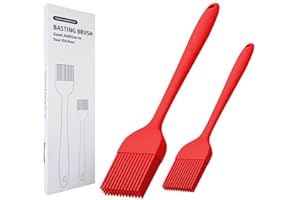 KitsKap Silicone Basting Brush 2 Pcs Pastry Brush for Oil, BBQ, Grill, Sauce Baking Cooking, Dishwasher Safe (Red)