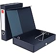 Srvnpioy Black Box Files A4, 68mm Spine, 2 Pack, Plastic A4 Archive Box File with Lockspring, Ring Pull and Catch, A4 Filing Document Box File Organiser for School, Office