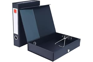 Srvnpioy Paquete de 2 Caja de Archivo de Plástico, Tamaño A4, Lomo de 68mm, Caja de Documentos A4, Carpetas para Archivo para Oficina, Escolar, Negro