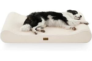 COZY KISS Cuccia per Cani Lavabile, 129x91x20cm, con Bordo Rialzato - Materasso Ortopedico per Cani a Forma di Barca, Impermeabile e Antiscivolo, Adatto ad Animali Domestic fino a 64kg, Beige