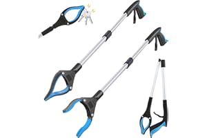 Idota 2 pinze per anziani, con braccio magnetico, 83 cm, pieghevoli, telescopiche, testa girevole a 360°, per la raccolta dei rifiuti