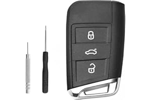 SPTWJ Coque Clé de Voiture Compatible avec VW Golf 7 MK7 VW Polo Skoda Octavia Fabia Kodiaq Tiguan A7 Seat Leon Ibiza Passat Touran 3 Boutons de Télécommande Clef Boitier Cle de Remplacement