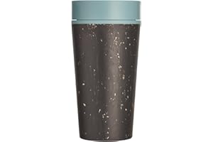 Circular and Co Leakproof Reusable Coffee Cup 12oz/340ml - The World's First Travel Mug Made from Recycled Coffee Cups, 100% Leak-Proof, Sustainable & Insulated (Black & Faraway Blue)