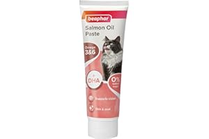 Beaphar - Salmon Oil Paste for Cats - Promotes Glossy Coat - Supports Vision & Overall Health - Contains Omega 3 & 6 - For Cats of All Ages - 100g Tube