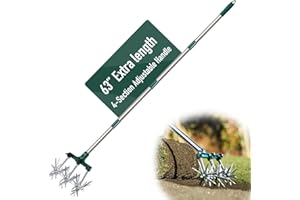 Hortem Juego de cultivadores rotativos, herramienta de cultivador de jardín ajustable y herramienta de mano con dientes desmontables de acero, reexcavación de hierba o mezcla de suelo