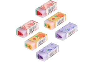 Jadyon Confezione da 6 Gomme per Cancellare Plastic, Colorate frutta Bianco Gomma, senza ftalati né lattice, Ottime Prestazioni e lunga Durata, Cancellatura Morbida e Pulita