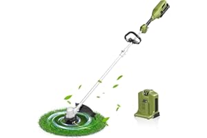 GREEN MACHINE 62V 40.6 CM decespugliatore a batteria, tagliabordi a batteria albero in alluminio, batteria 2,5Ah ric. rapida 4A, brushless alta efficienza, larghezza taglio regolabile 2 velocità