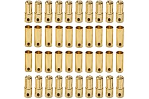 LinsyRC 20 Pairs Prise Connecteur Mâle Femelle Fiche Banane 6.5MM Plaqué Or Terminal pour RC Batterie ESC Moteurs (6.5MM)