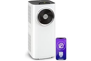 Klarstein Kraftwerk Smart 10K Aire Acondicionado Portátil - 10,000 BTU, 29-49 m², Control App & Alexa, Ventilador & Deshumidificador, Silencioso 50 dB, Temporizador, Ruedas, Kit Ventana, Blanco