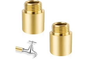 Yisphere 2 Stück Hahnverlängerung 1/2" IG x 1/2" AG x 20 mm, Messing Verlängerung Fitting für Trinkwasser & Heizung, Gewindeverlängerung, Anschlussstück