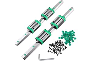 CNCMANS HGR25 Lot de 2 rails linéaires HGR25-400 mm - Rail de guidage avec 4 pièces HGH25CA - Bloc de roulement linéaire - Bloc de roulement + guide linéaire C6 + vis à tête bombée M6 x 16 mm