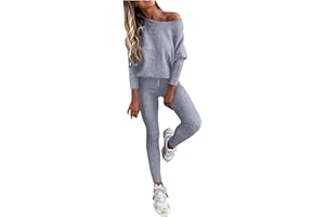 Laonajkd Conjunto Chándal Mujer Sudadera Manga Larga Pantalones Cintura Alta con Deportivo Trajes Mujer Vestir Elegante Color Sólido Traje Deportivo Ligero para Fitness Running Jogging