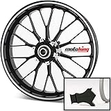 Motoking Felgenrandaufkleber mit Montagetool für Ihr Motorrad in WEIß REFLEKTIEREND / 6 mm / für 10" bis 25"