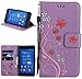 Produktbild Roreikes Sony Xperia XA Hülle, Slim Retro Schmetterling und Blume PU Leder Bookstyle Handyhülle Tasche Flip Wallet Case mit Strap Portable Handytasche Anti-Scratch Shell Cash Pouch ID Card Slot Magnetverschluss Etui Soft Silikon Back Cover Folio Schale Schutzhüllen für Sony Xperia XA - Lila