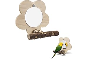 HELWEET Specchio Giocattolo per Uccelli, Specchio per Uccelli, Specchio per Pappagalli, Supporto per Uccelli con Specchio, Specchio Uccello Pappagallo, Gabbia per Uccelli Posatoi Specchio, Giocattolo Uccello