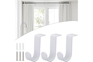 BTSKY Paquete de 3 soportes de metal para barra de cortina de 25 mm, soportes colgantes para barra de cortina, soportes para barra de cortina, soportes para barra de cortina, color blanco